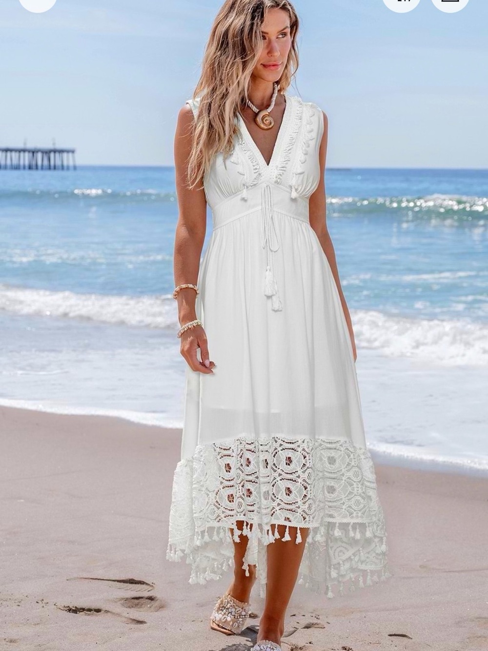 Cupshe Luna Glow White Midi Dress - Picture 1 of 7